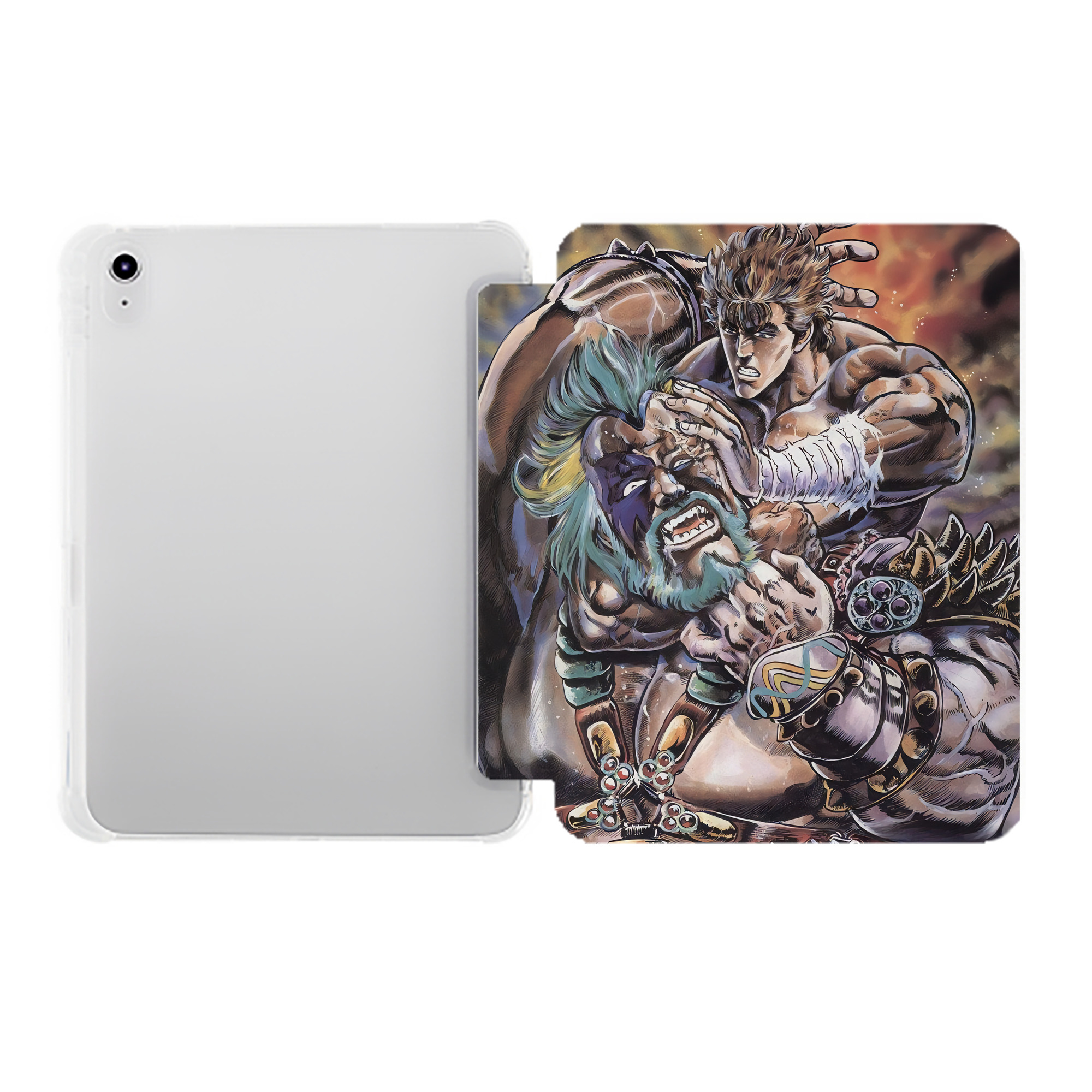 （画像用） 北斗の拳 Fist of the North Star IPad ケース ペン収納付き 三つ折りスタンド PUレザー×シリコン 対応機種9.5/10.5/10.9インチ